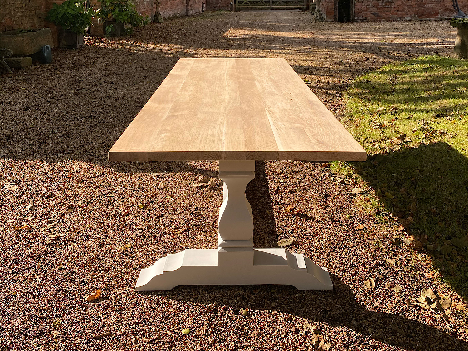 Pedestal Base Oak Refectory Dining Table